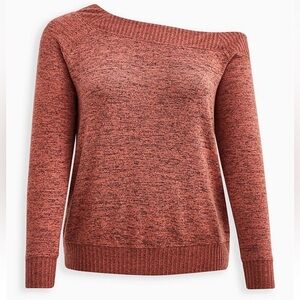 Torrid size 00x 10 M/L Off Shoulder Sweatshirt - Super Soft Plush Rusty Brown